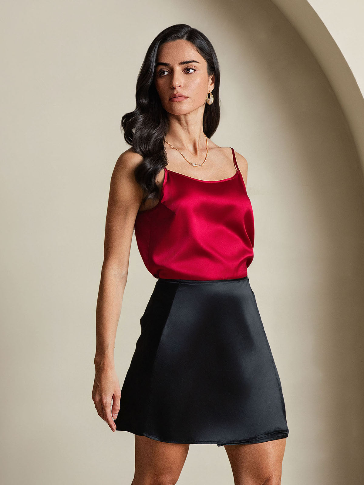[Black] SilkSilky-AU Pure Silk Skirt 006