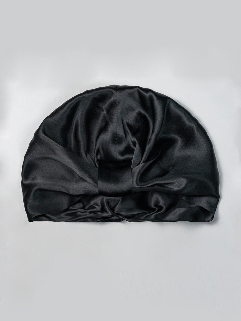 [Black] SilkSilky-AU Pure Silk Sleep Cap 005