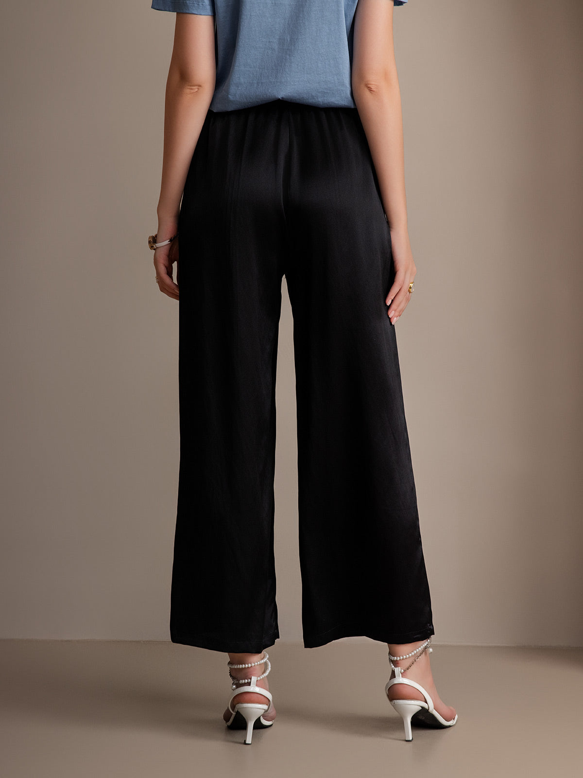 [Black] SilkSilky-AU Pure Silk Womens Pants 002