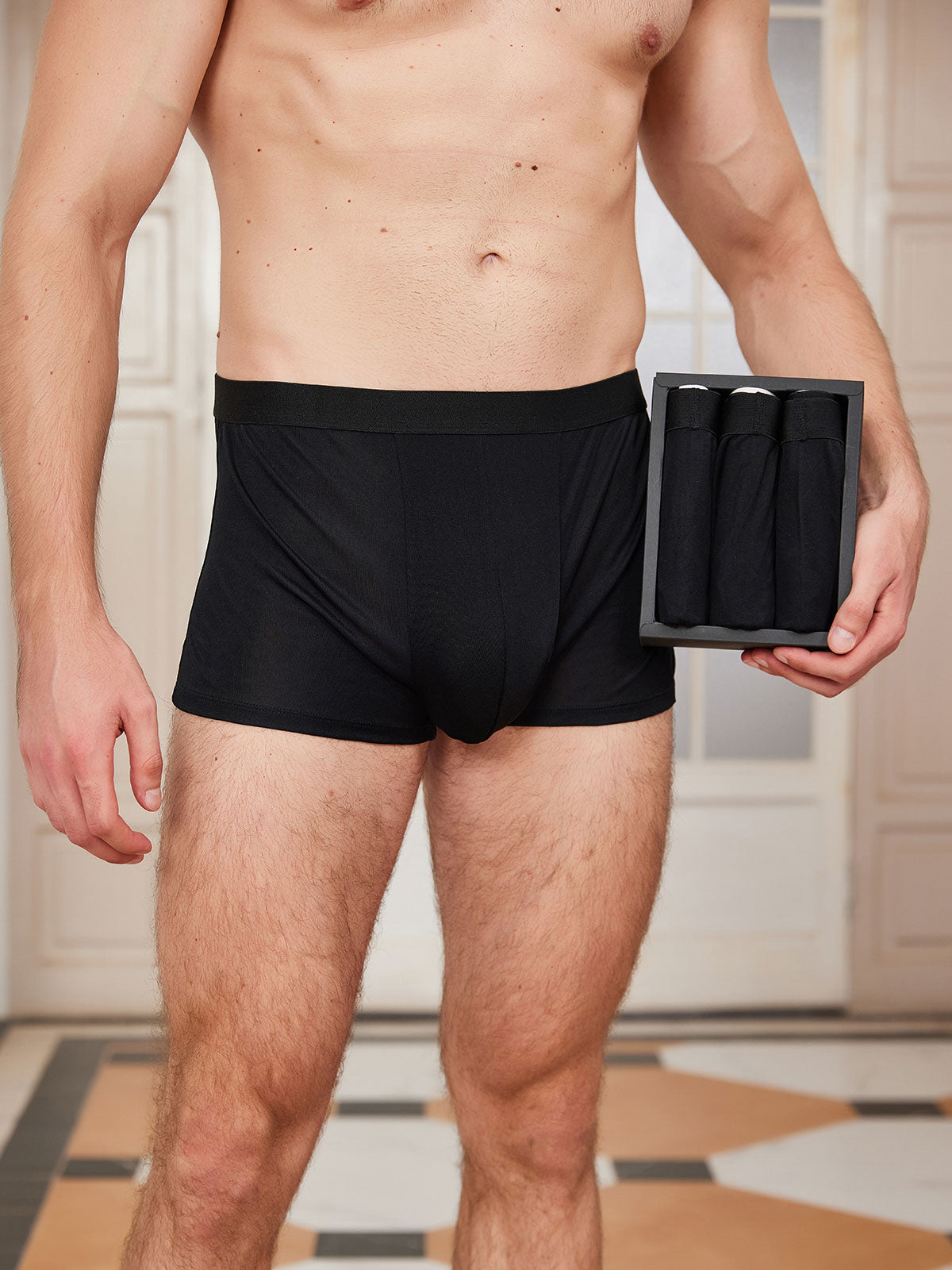 [Black] SilkSilky-AU Silk Knitted Mens Underwear 001