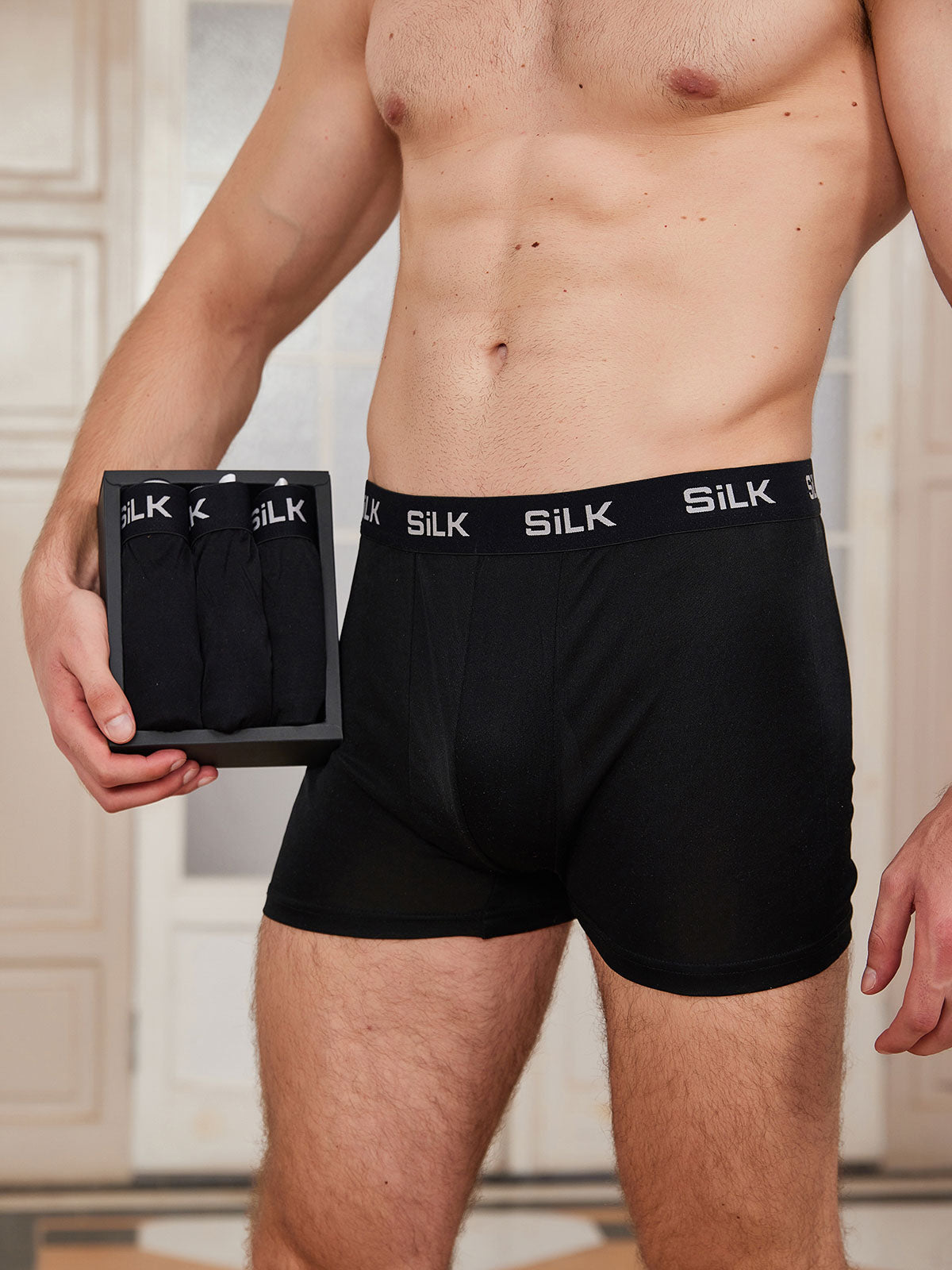 [Black] SilkSilky-AU Silk Knitted Mens Underwear 001
