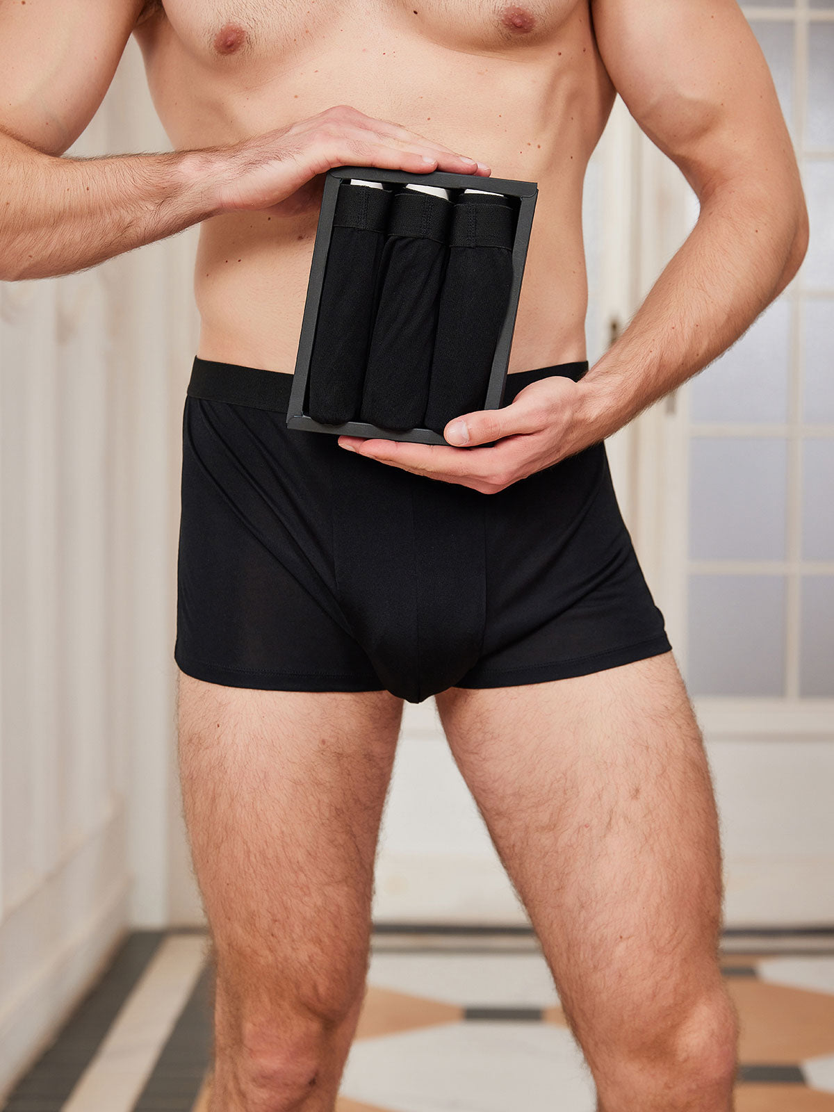 [Black] SilkSilky-AU Silk Knitted Mens Underwear 003