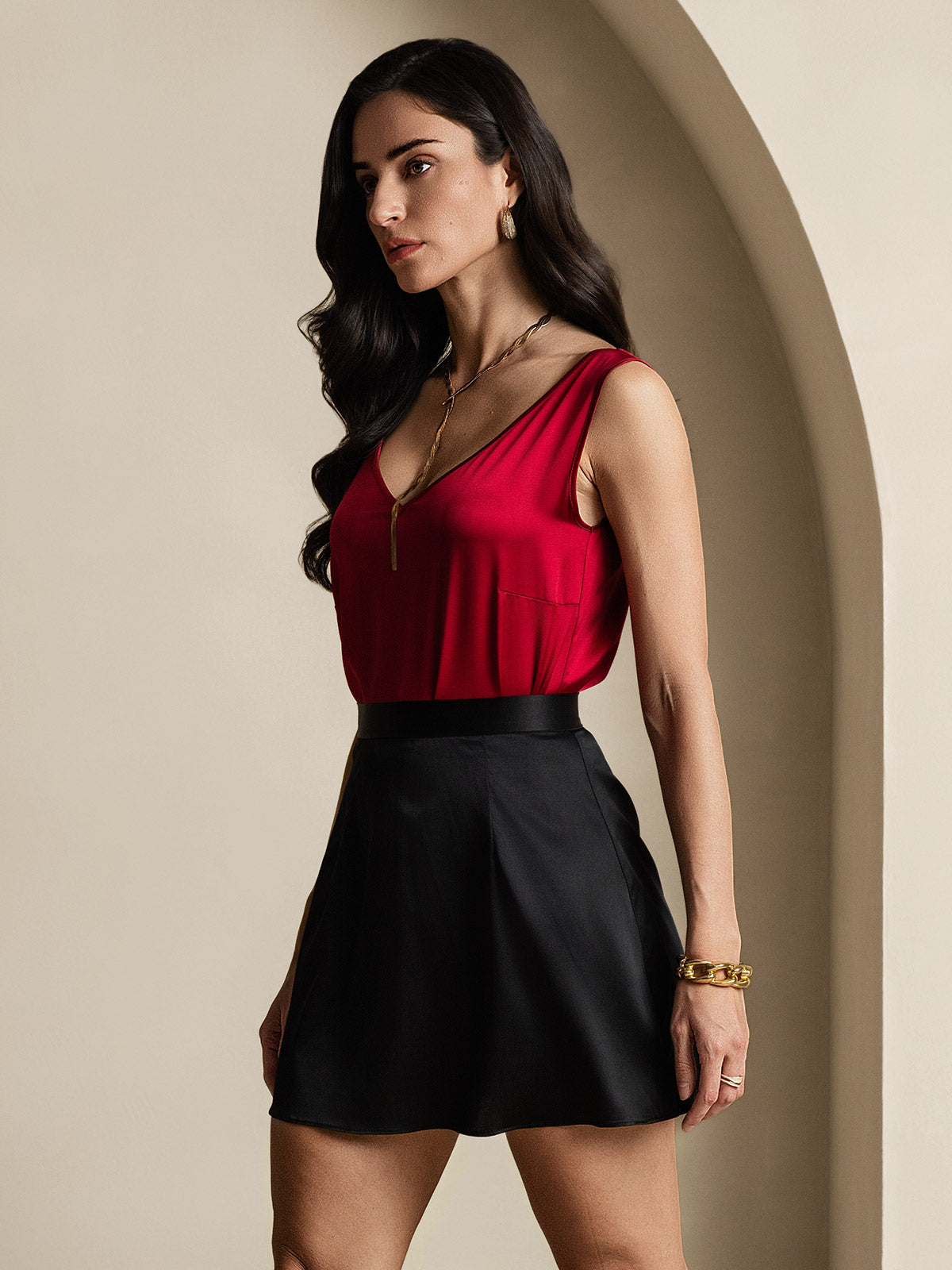 [Black] SilkSilky-AU 19Momme Silk Skirt 002