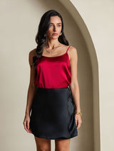 [Black] SilkSilky-AU Pure Silk Wrap Skirt 001