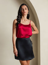 [Black] SilkSilky-AU Pure Silk Wrap Skirt 005