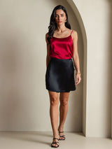 [Black] SilkSilky-AU Pure Silk Wrap Skirt 007