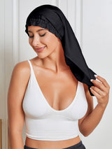 [Black] SilkSilky-AU Pure Silk Sleep Cap 005