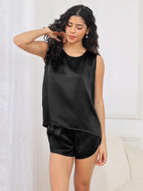 [Black] SilkSilky-AU Sleeveless Round Neck Women's Pyjamas 003