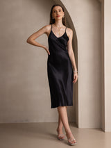 [Black] SilkSilky-AU Sleeveless V Neck Dress 001