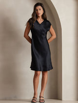 [Black] SilkSilky-AU Sleeveless V Neck Dress 001