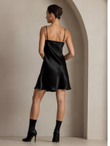 [Black] SilkSilky-AU Spaghetti Strap V Neck Dress 002