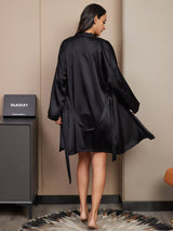 [Black] SilkSilky-AU 3/4 Sleeve V Neck Women's Pyjamas 002