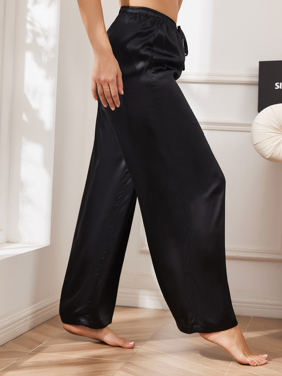 [Black] SilkSilky-AU Pure Silk Womens Pants 003