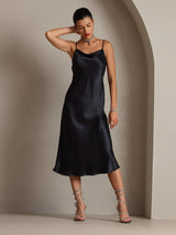 [Black] SilkSilky-AU Sleeveless Cowl Neck Dress 006