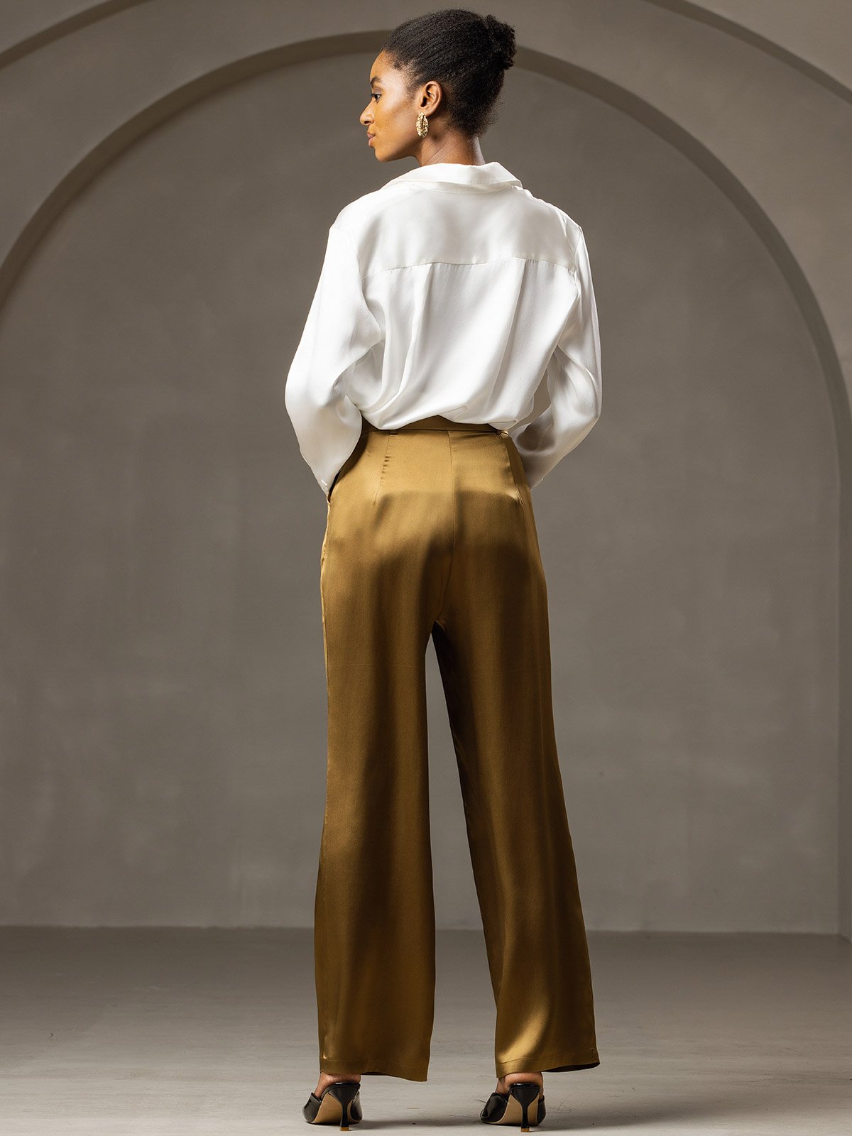 [Brown] SilkSilky-AU 19Momme Silk Womens Pants 002