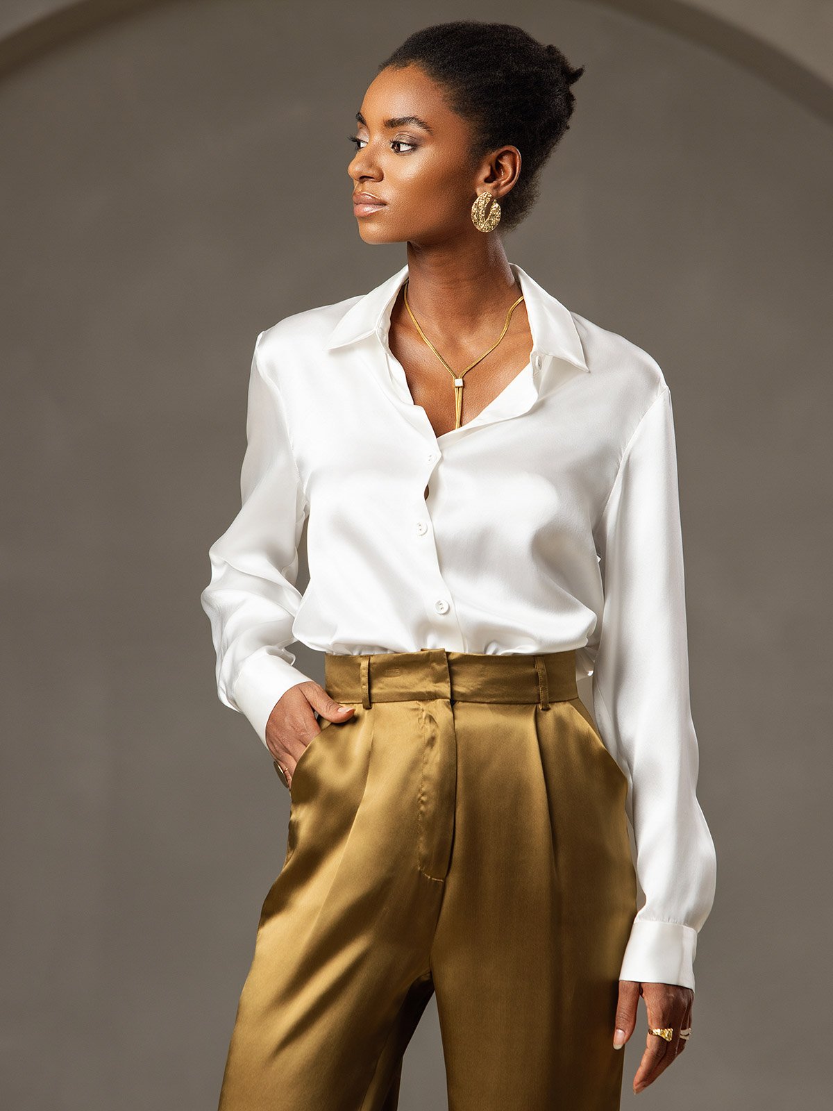 [Brown] SilkSilky-AU 19Momme Silk Womens Pants 004