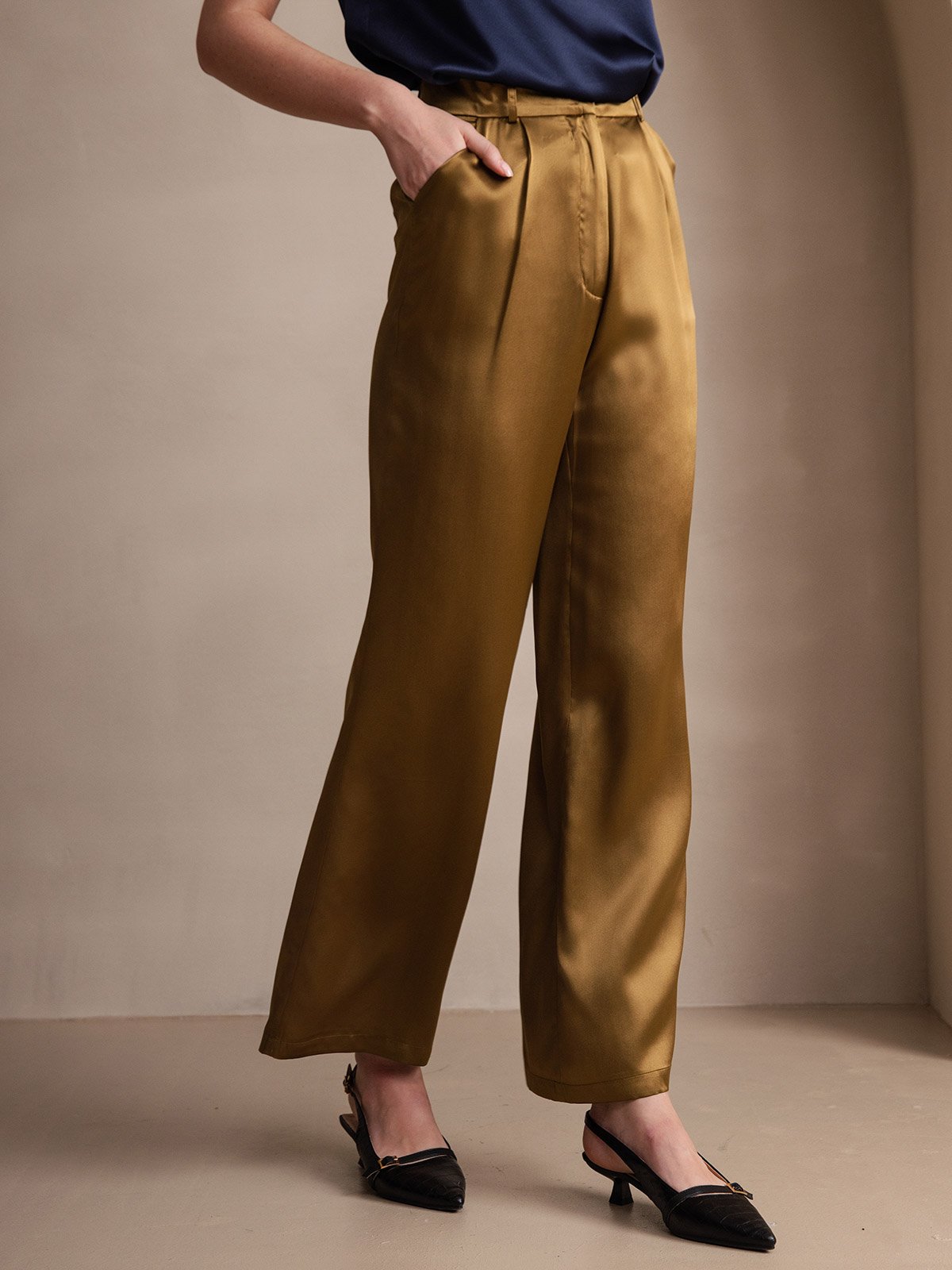 [Brown] SilkSilky-AU 19Momme Silk Womens Pants 006