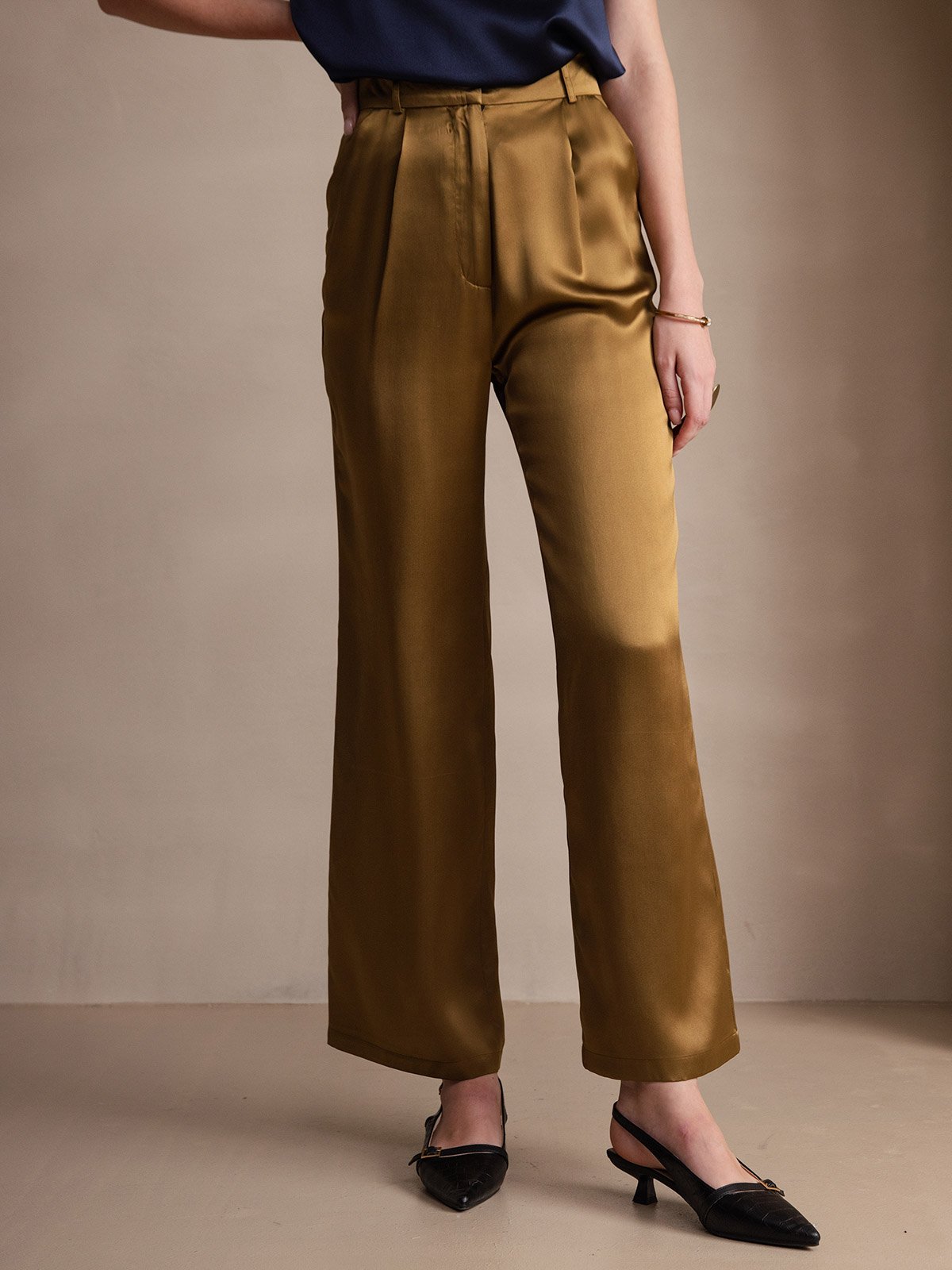 [Brown] SilkSilky-AU 19Momme Silk Womens Pants 007