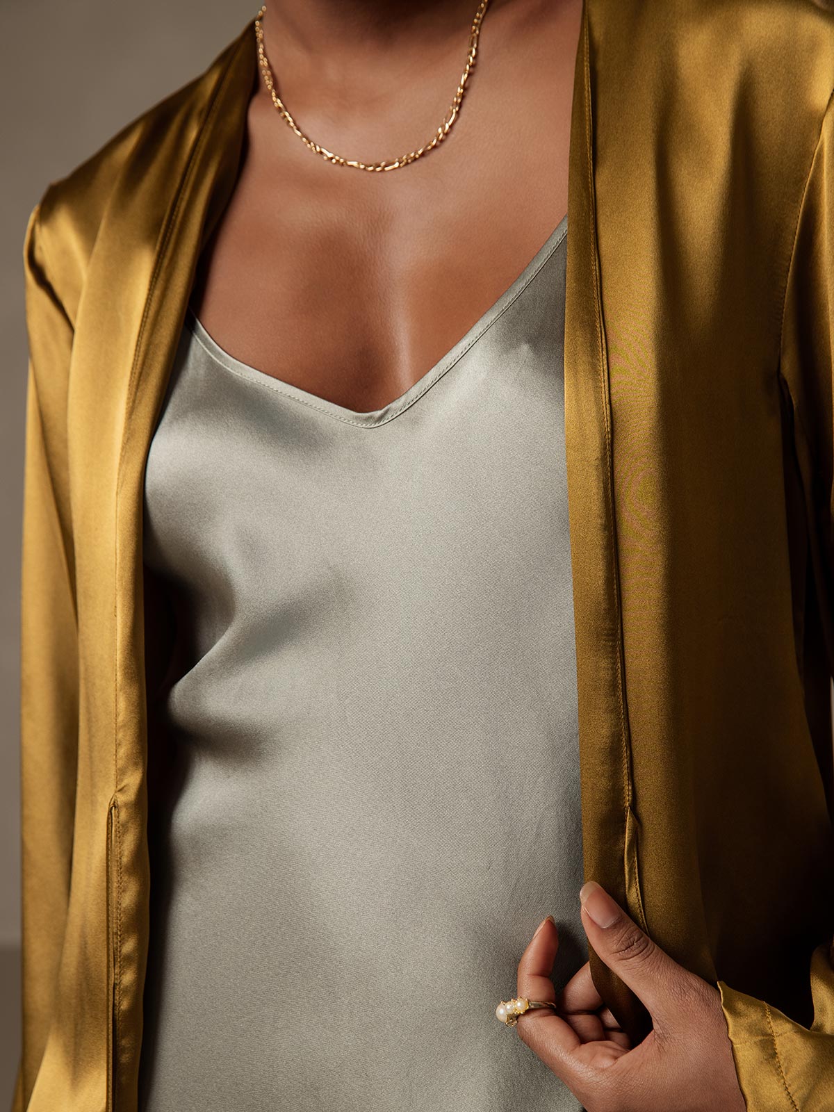 [Brown] SilkSilky-AU 19Momme Silk Long Sleeve Womens Outerwear 002