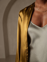 [Brown] SilkSilky-AU 19Momme Stretch Silk Charmeuse Long Sleeve Women's Outerwear 003