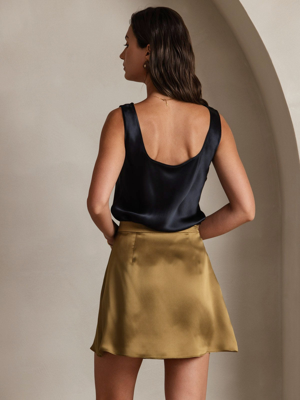 [Brown] SilkSilky-AU 19Momme Silk Skirt 002