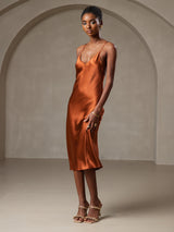 [Caramel] SilkSilky-AU Sleeveless V Neck Dress 006