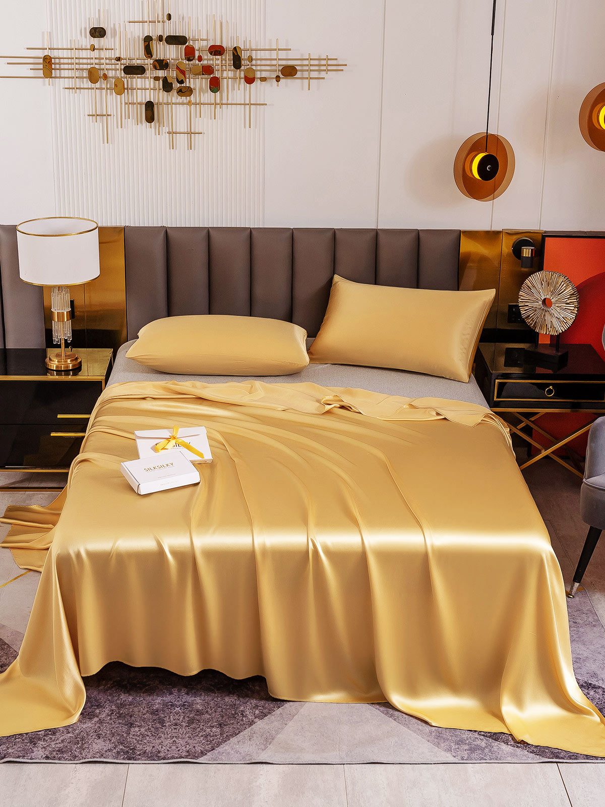 [Champagne] SilkSilky-AU 19Momme Pure Silk Bedding Set 002