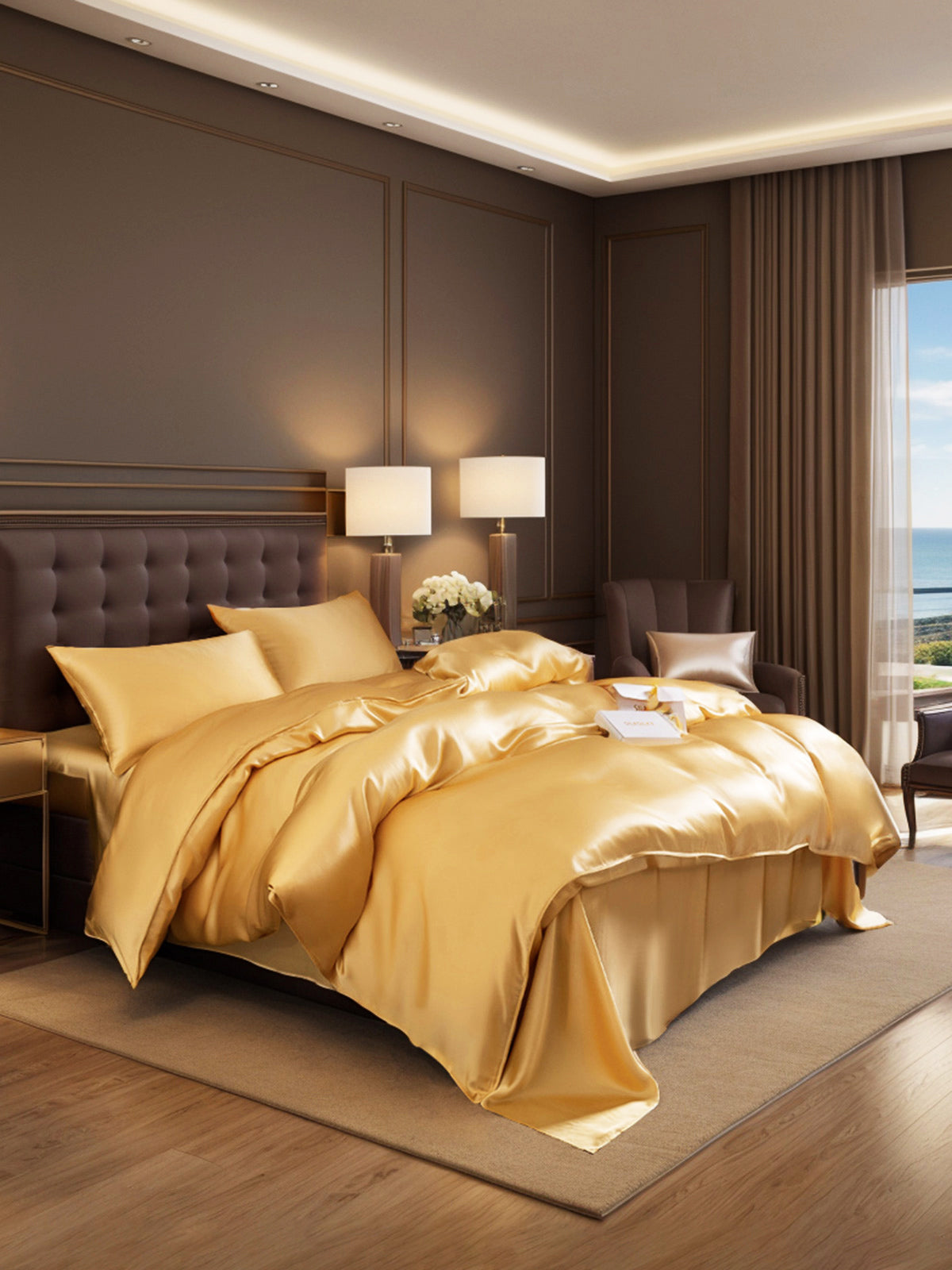 [Champagne] SilkSilky-AU 19Momme Pure Silk Bedding Set 002