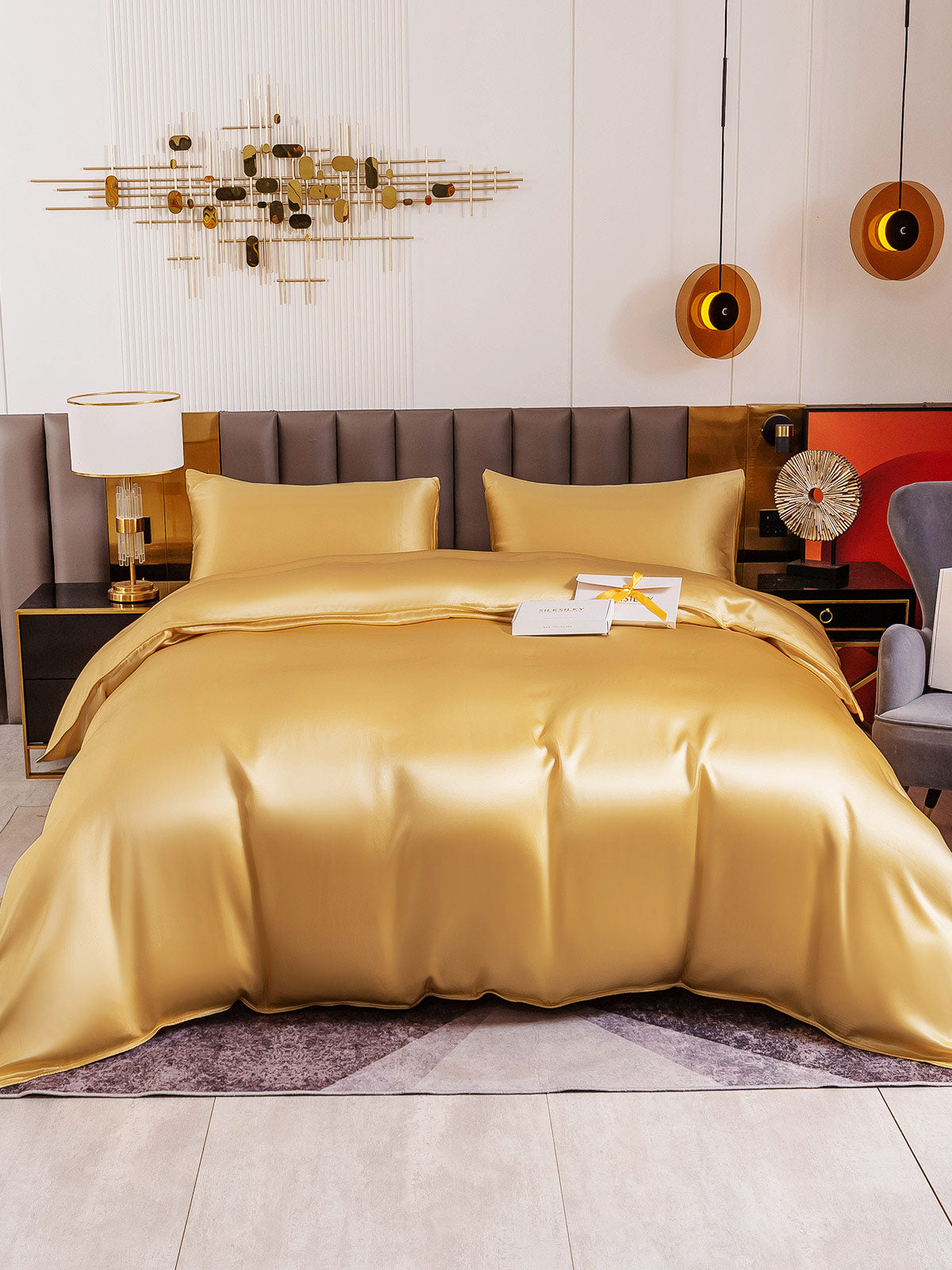 [Champagne] SilkSilky-AU 19Momme Pure Silk Bedding Set 002