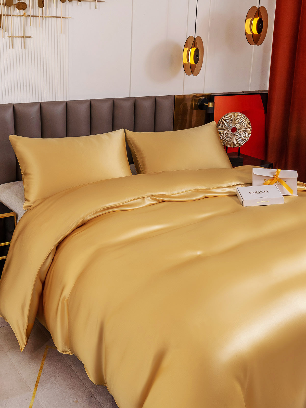 [Champagne] SilkSilky-AU 19Momme Pure Silk Bedding Set 003