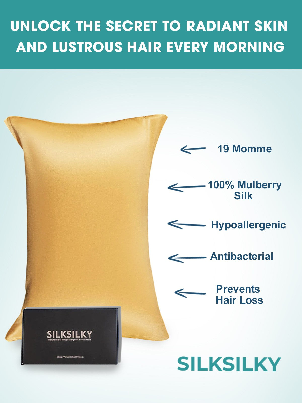 [Champagne] SilkSilky-AU 19Momme Pure Silk Pillowcase 003