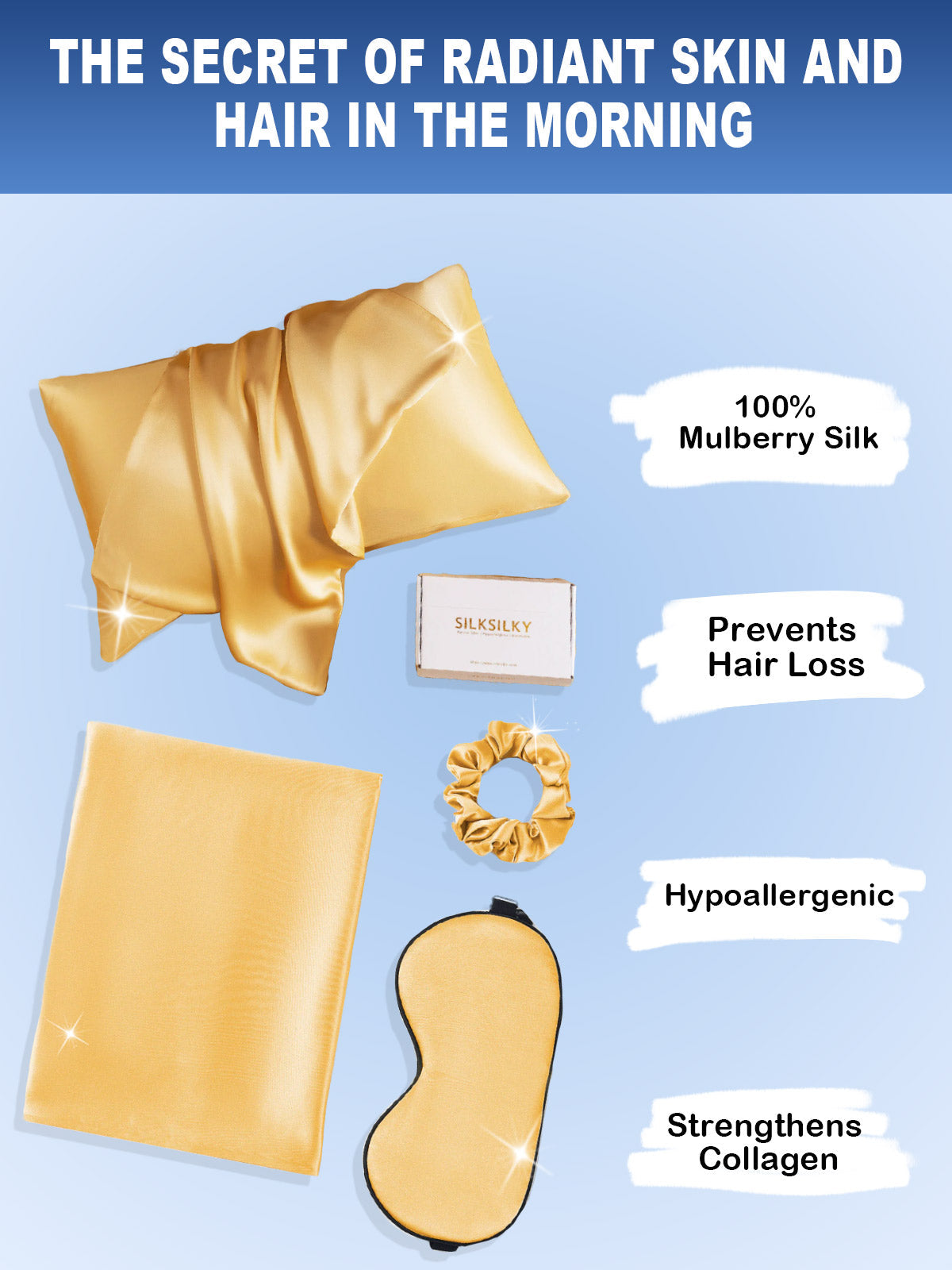 [Champagne] SilkSilky-AU 19Momme Pure Silk Pillowcase Set 002