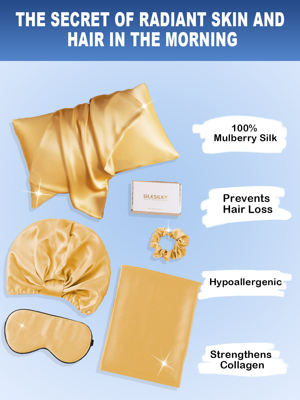 [Champagne] SilkSilky-AU 19Momme Pure Silk Pillowcase Set 002