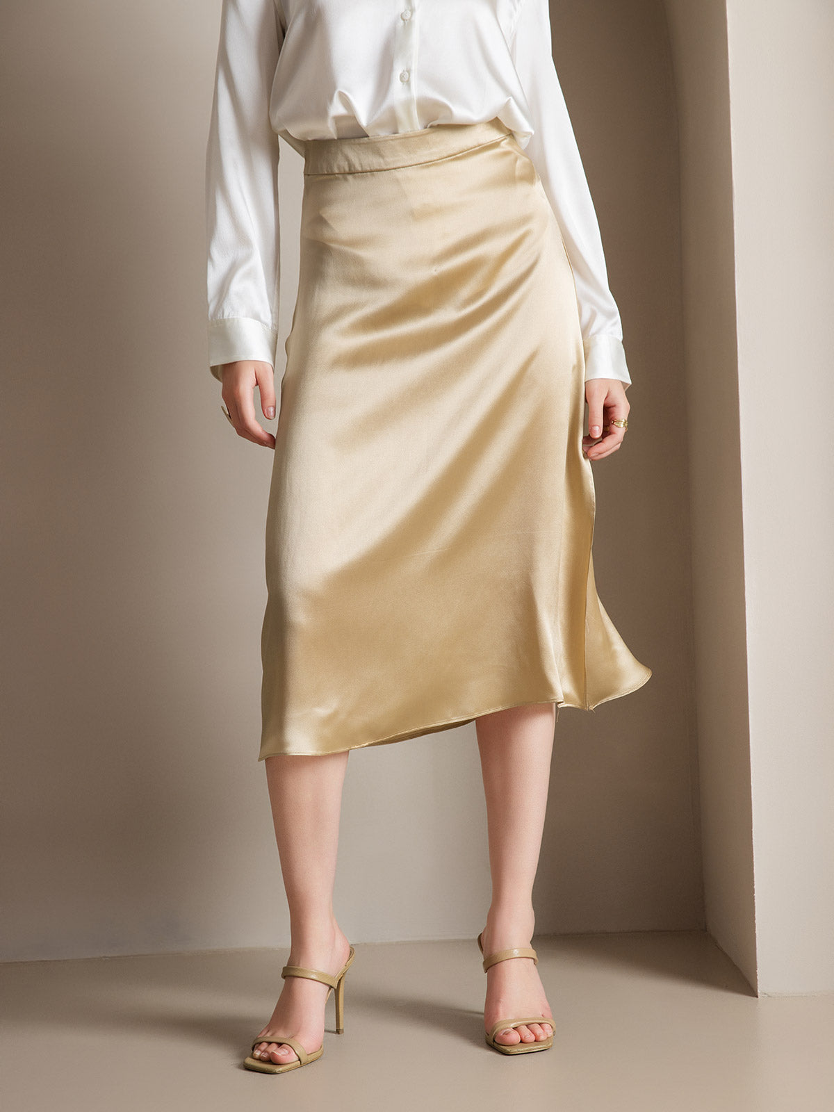 [Champagne] SilkSilky-AU 19Momme Silk Skirt 001