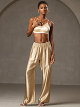 [Champagne] SilkSilky-AU 19Momme Silk Womens Pants 001,