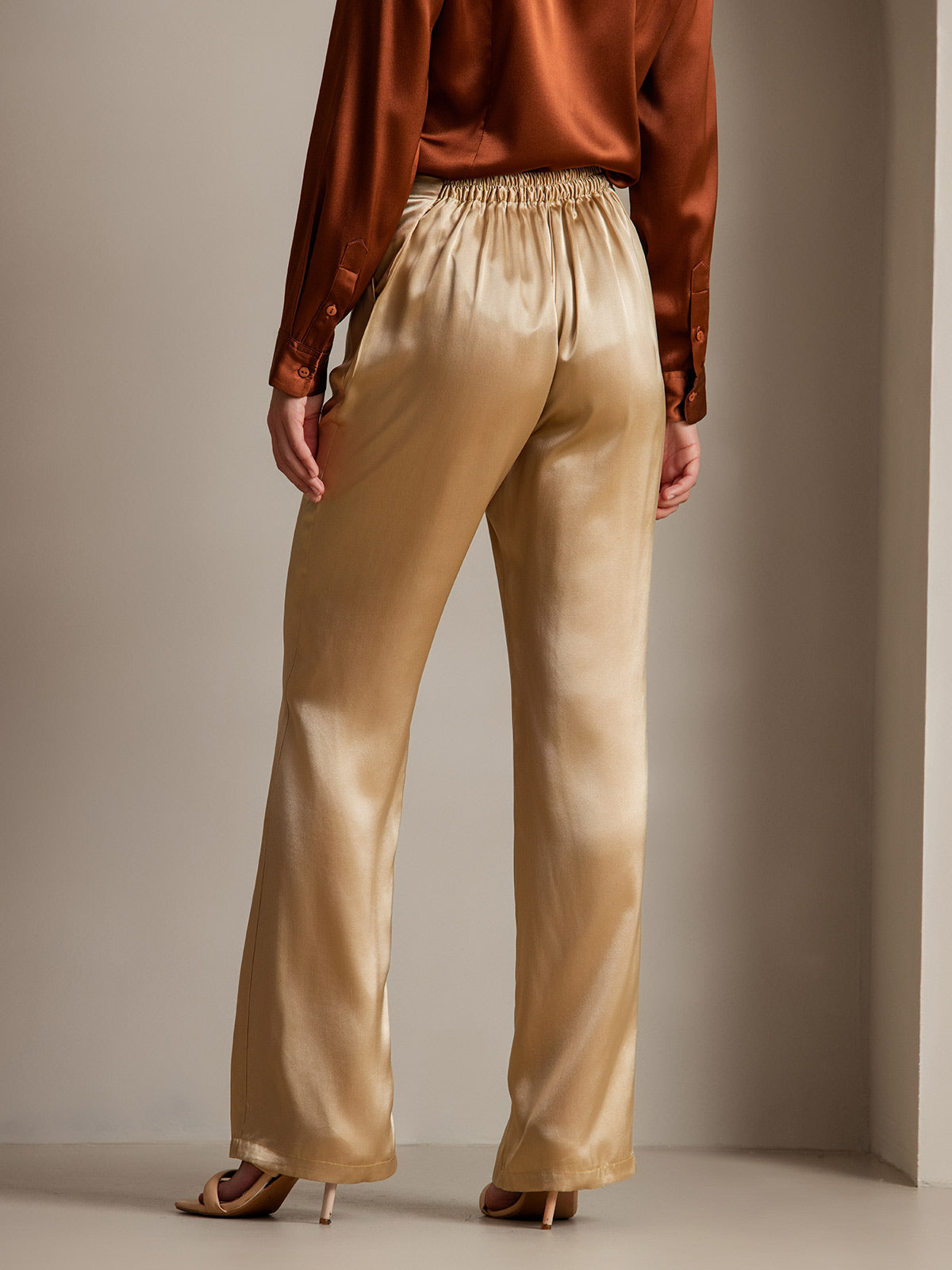 [Champagne] SilkSilky-AU 19Momme Silk Womens Pants 002