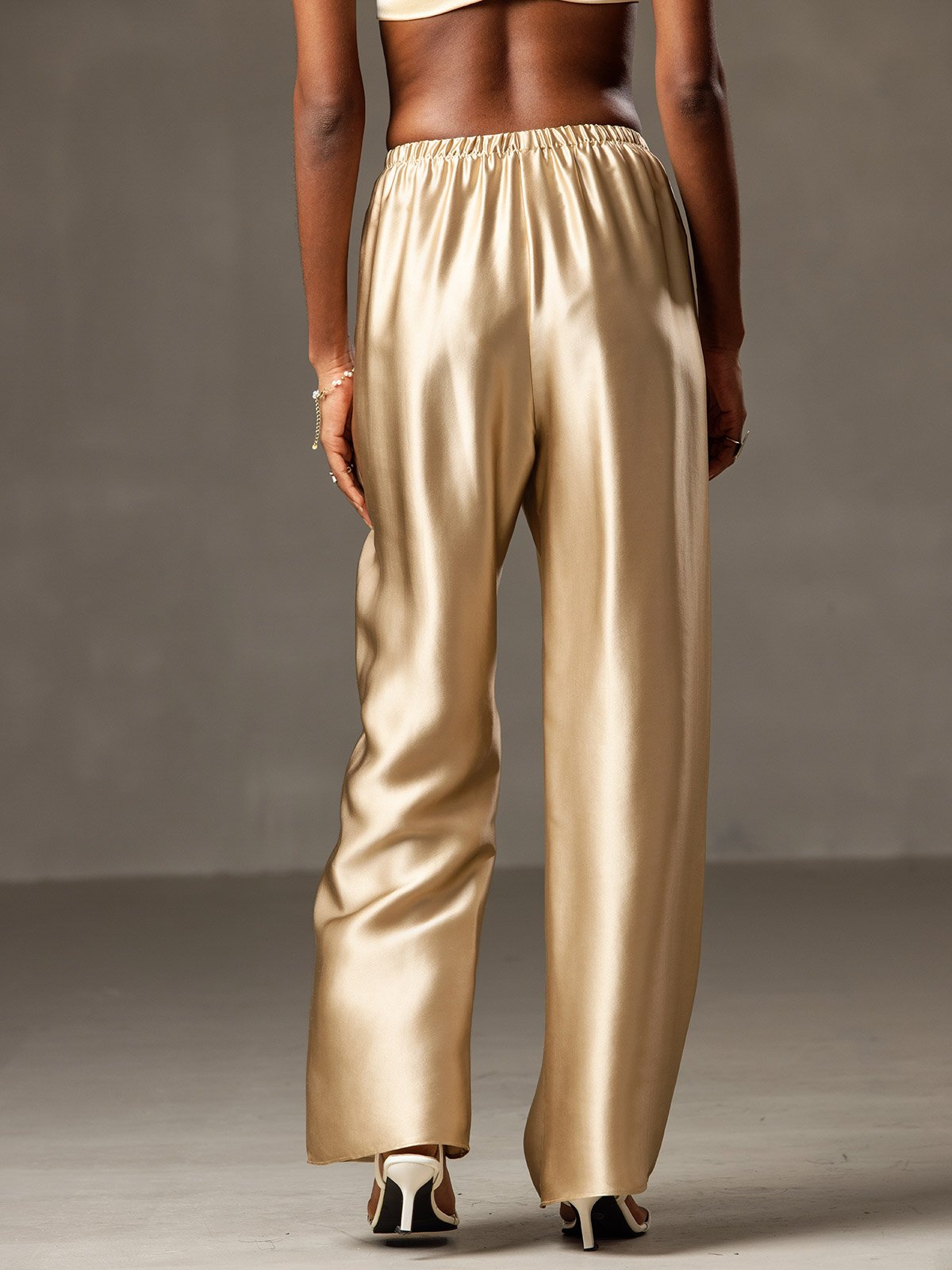 [Champagne] SilkSilky-AU 19Momme Silk Womens Pants 002