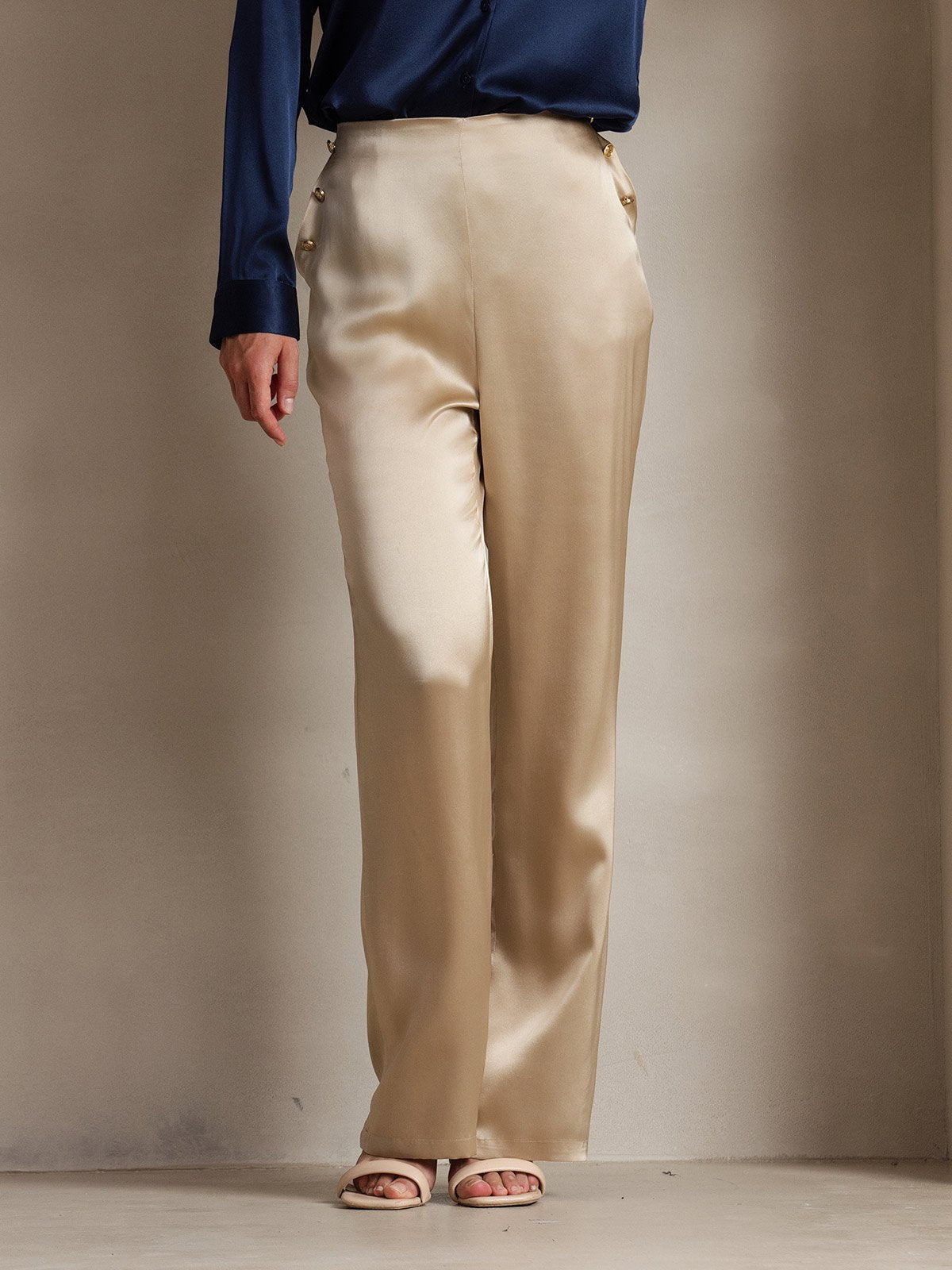 [Champagne] SilkSilky-AU 19Momme Silk Womens Pants 003