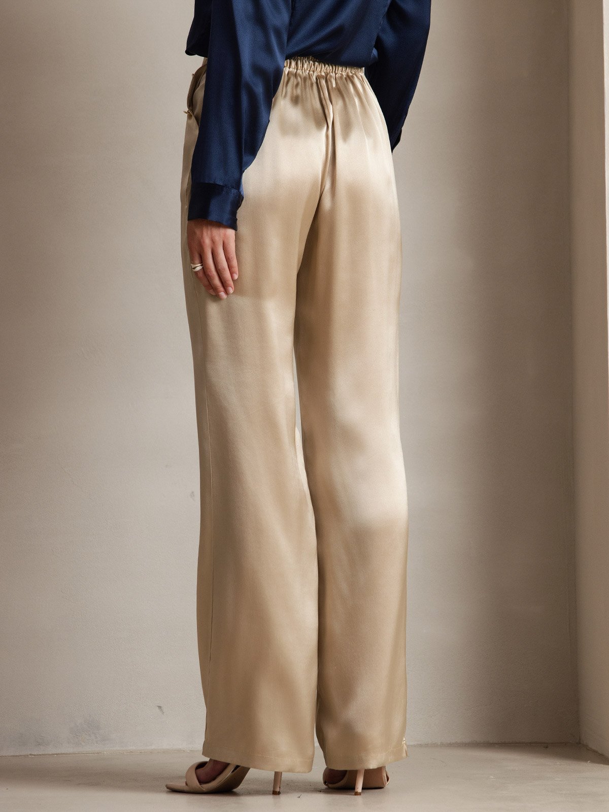 [Champagne] SilkSilky-AU 19Momme Silk Womens Pants 004