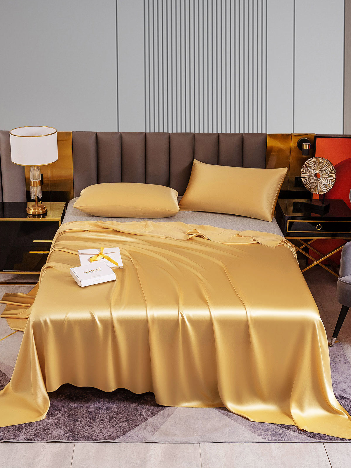[Champagne] SilkSilky-AU 22Momme Pure Silk Bedding Set 001
