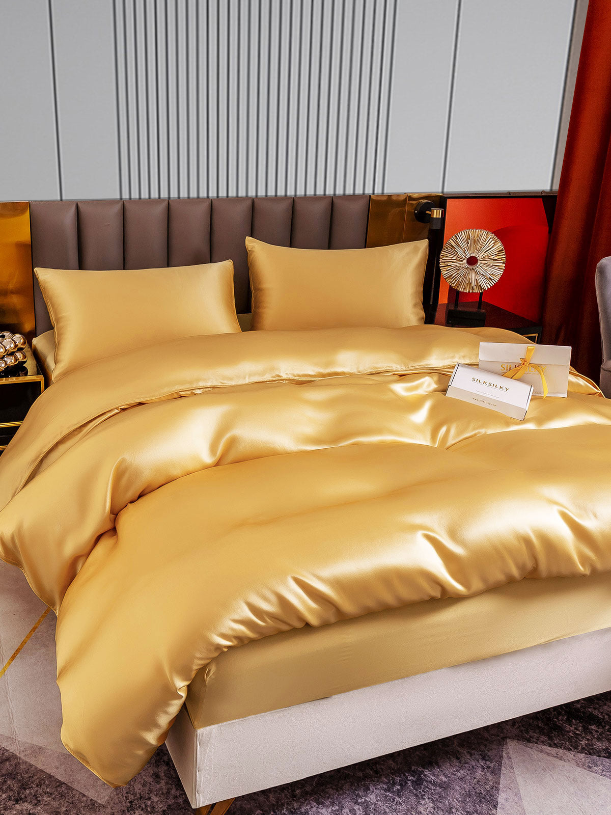 [Champagne] SilkSilky-AU 22Momme Pure Silk Bedding Set 002