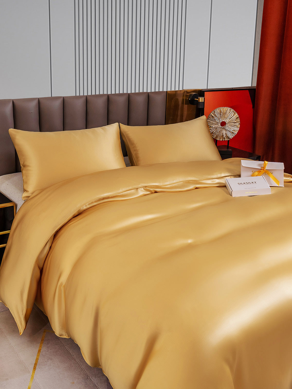 [Champagne] SilkSilky-AU 22Momme Pure Silk Bedding Set 004