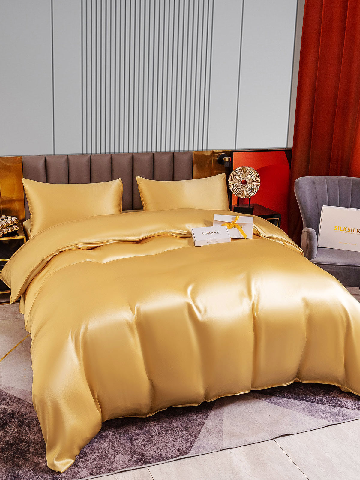 [Champagne] SilkSilky-AU 22Momme Pure Silk Bedding Set 005