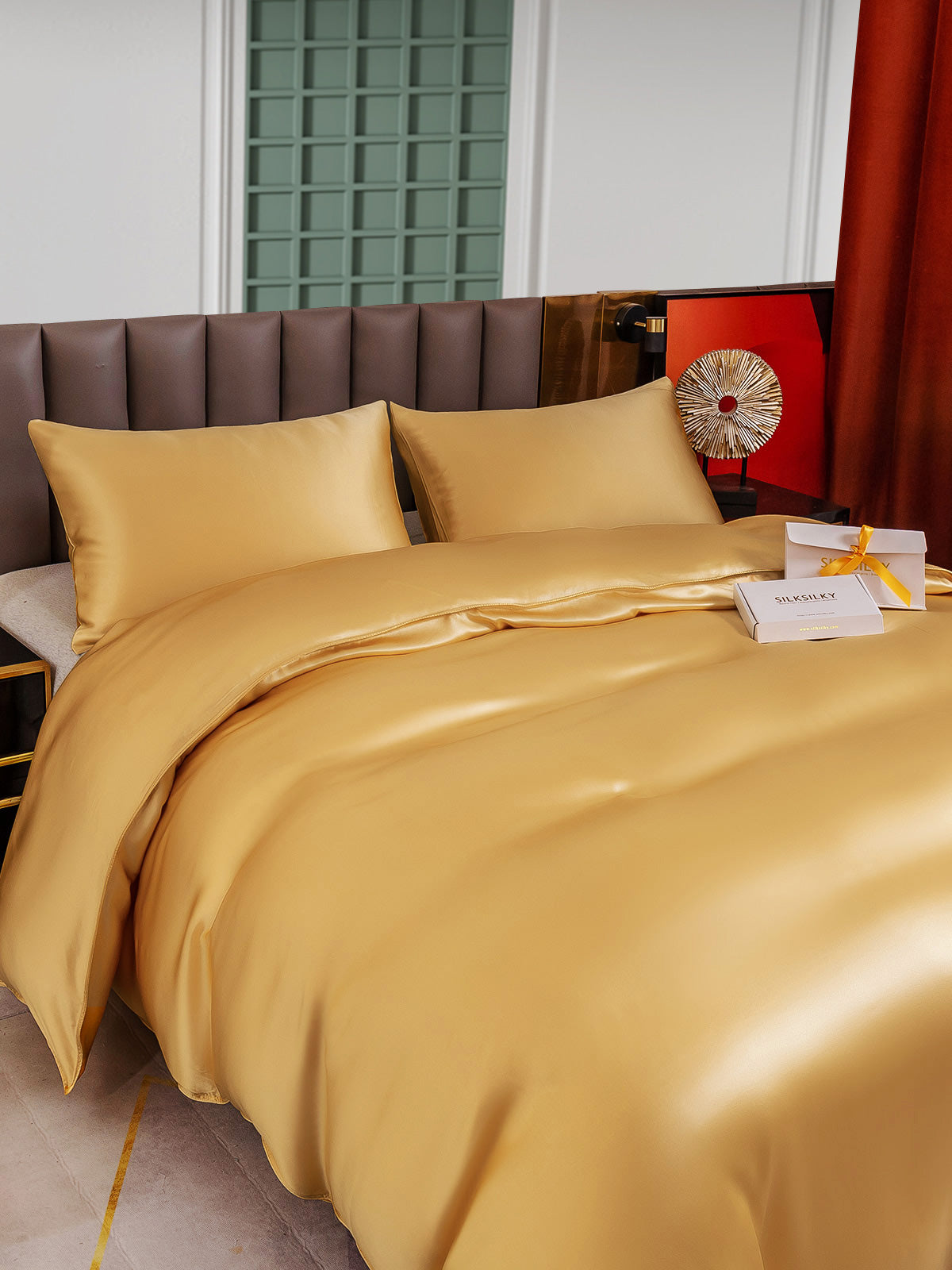 [Champagne] SilkSilky-AU 25Momme Pure Silk Bedding Set 003
