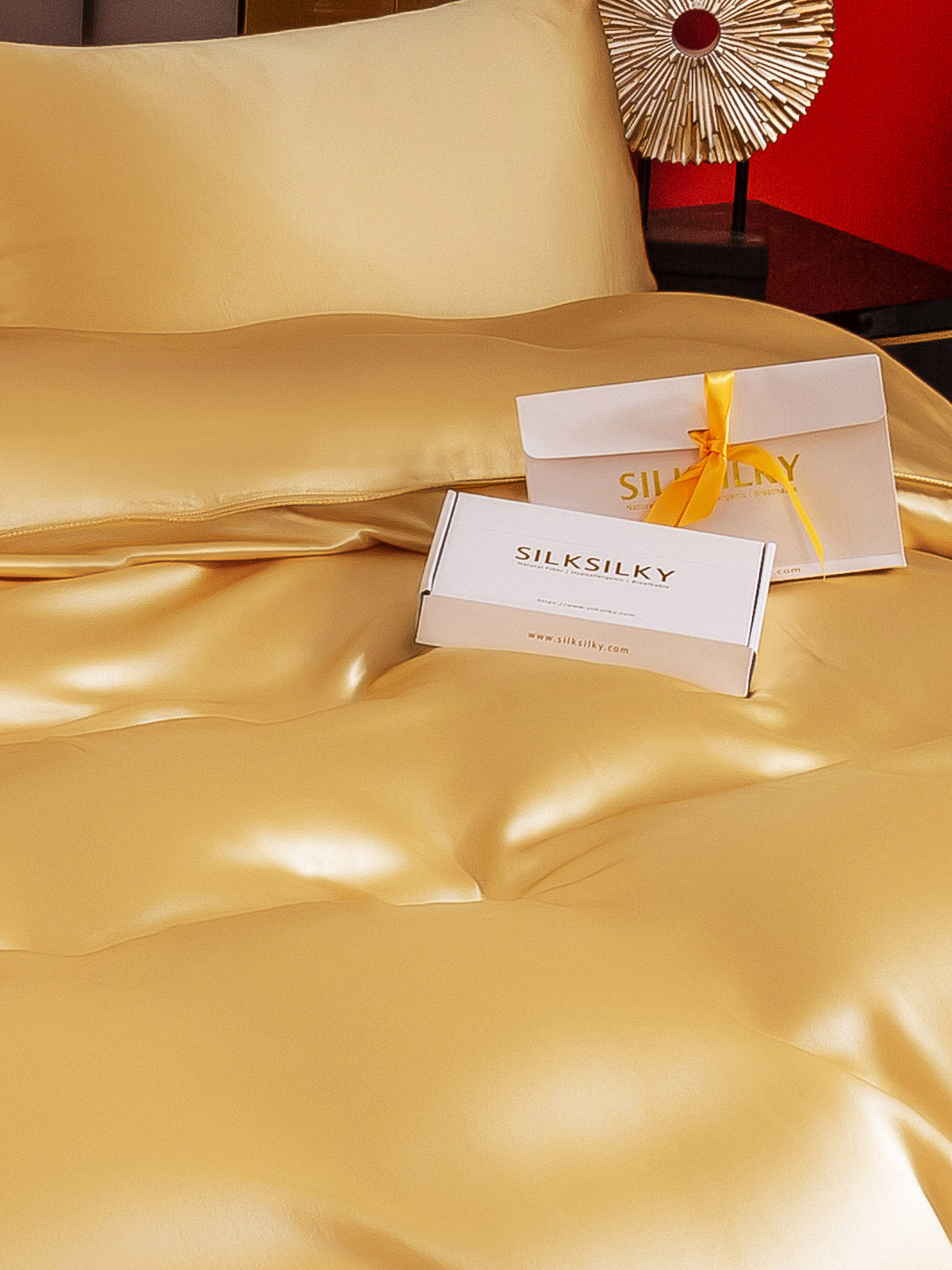 [Champagne] SilkSilky-AU 25Momme Pure Silk Bedding Set 005