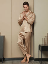 [Champagne] SilkSilky-AU Pure Silk Long Sleeve Lapel Men's Pyjamas 003