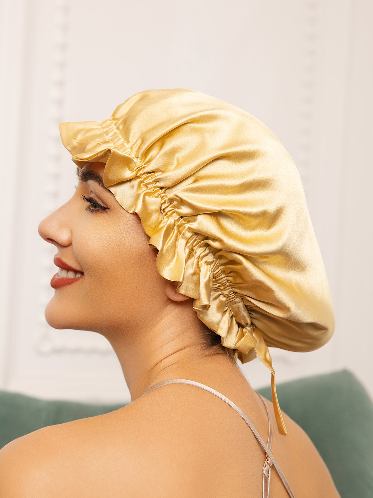 [Champagne] SilkSilky-AU Pure Silk Sleep Cap 001