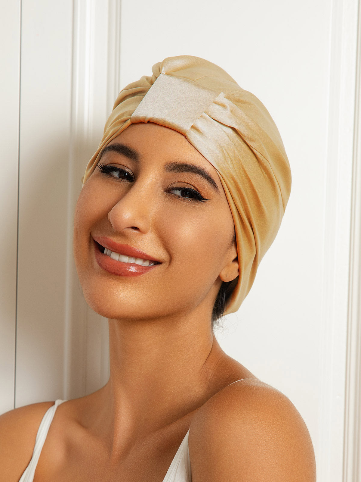 [Champagne] SilkSilky-AU Pure Silk Sleep Cap 001