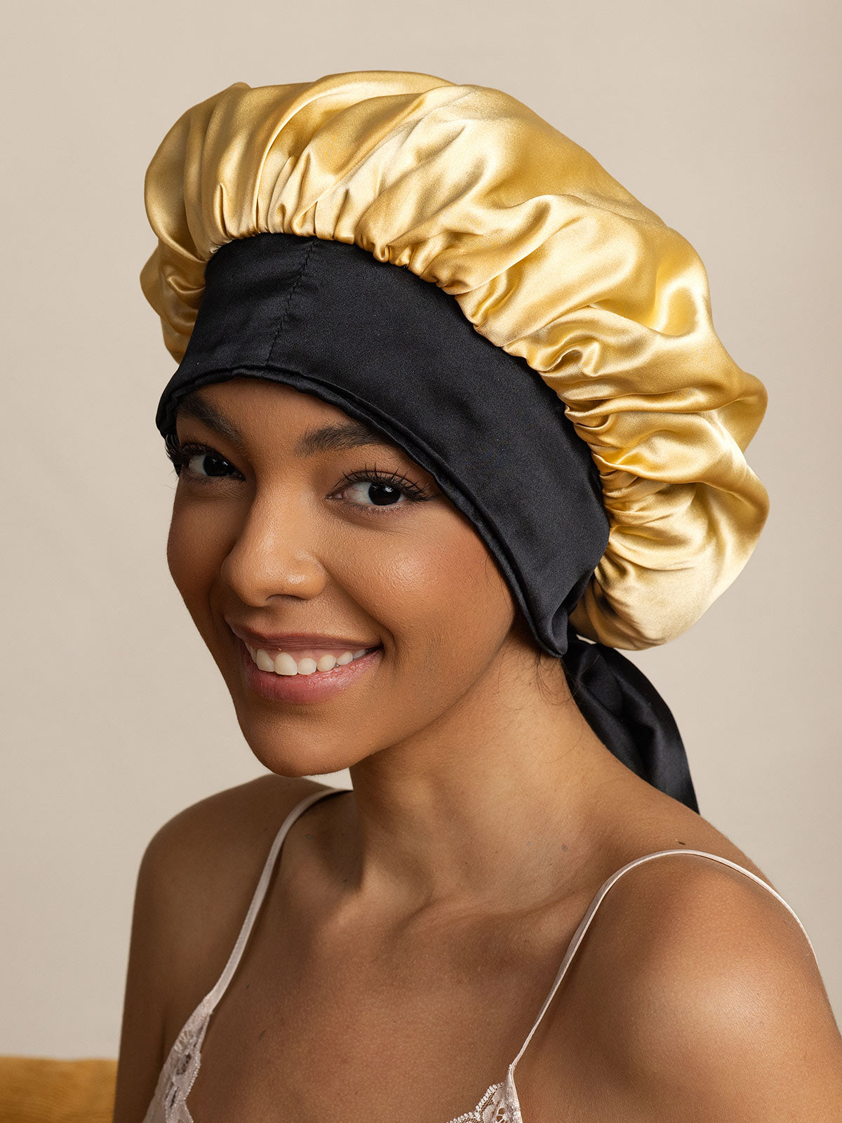 [Champagne] SilkSilky-AU Pure Silk Sleep Cap 001