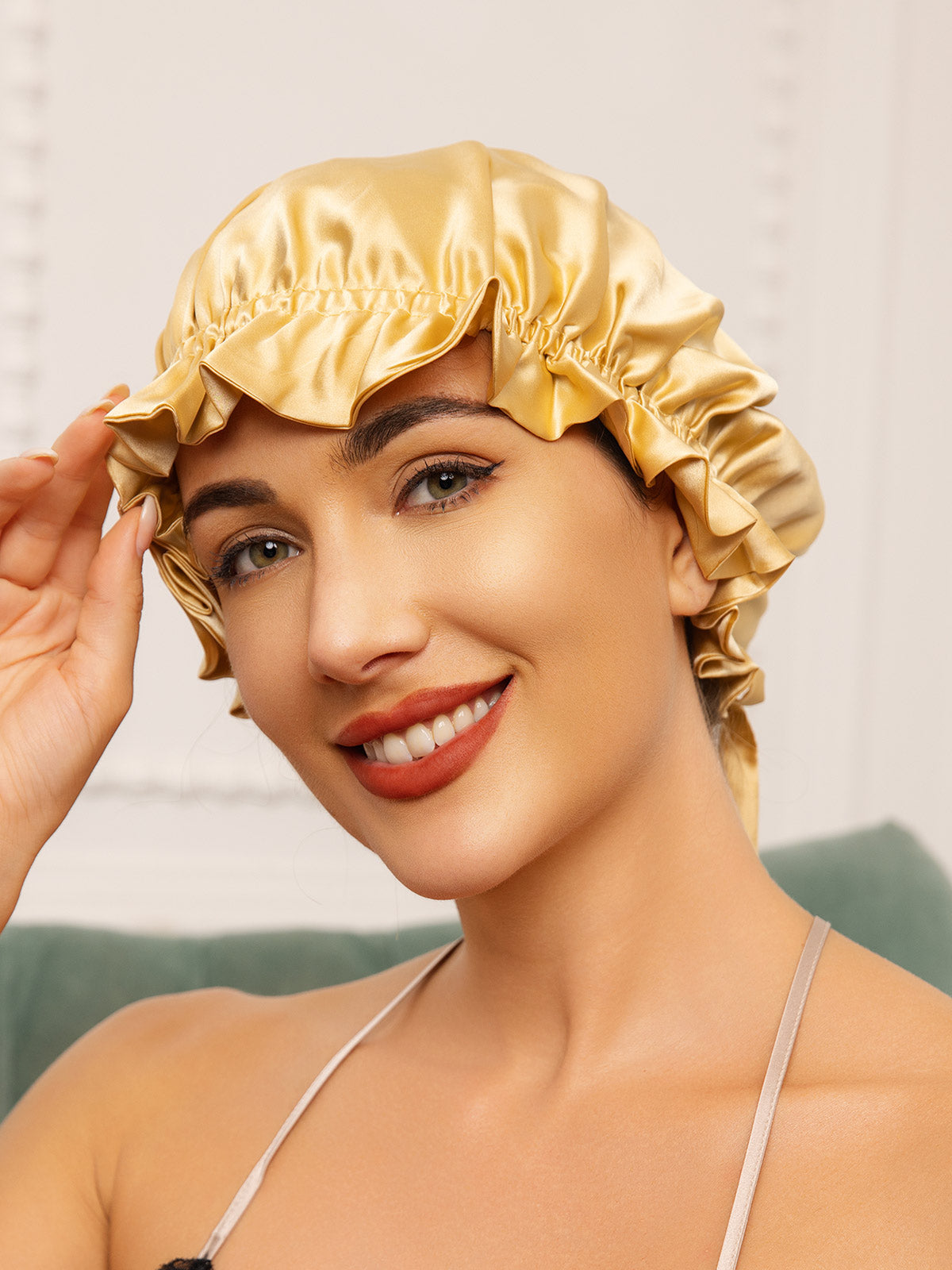 [Champagne] SilkSilky-AU Pure Silk Sleep Cap 002